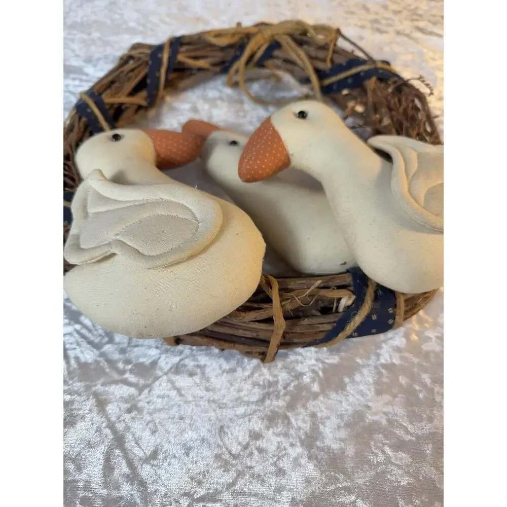 Vintage Handmade Goose Wreath 12x12 Primitive Farmhouse Country Wall Decor